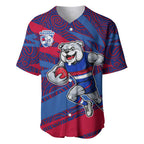 Western Bulldogs Australian Football Baseball Jersey Tough Bulldog Mascot Art With Indigenous Pattern Art