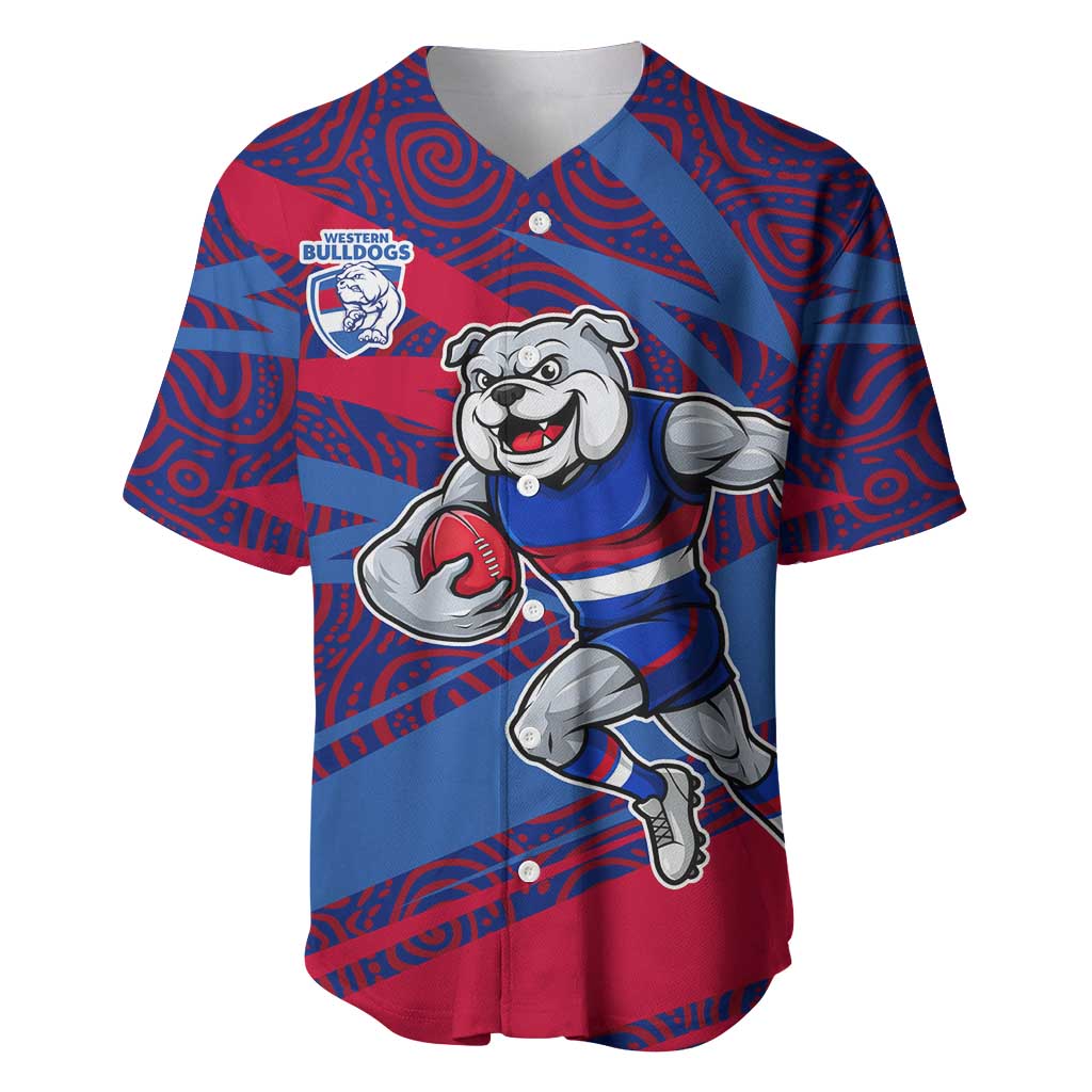 Western Bulldogs Australian Football Baseball Jersey Tough Bulldog Mascot Art With Indigenous Pattern Art