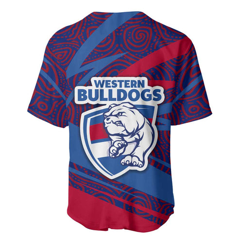 Western Bulldogs Australian Football Baseball Jersey Tough Bulldog Mascot Art With Indigenous Pattern Art