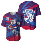 Western Bulldogs Australian Football Baseball Jersey Tough Bulldog Mascot Art With Indigenous Pattern Art
