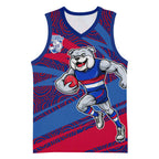 Western Bulldogs Australian Football Basketball Jersey Tough Bulldog Mascot Art With Indigenous Pattern Art