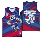 Western Bulldogs Australian Football Basketball Jersey Tough Bulldog Mascot Art With Indigenous Pattern Art