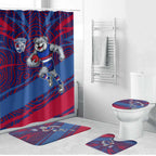 Western Bulldogs Australian Football Bathroom Set Tough Bulldog Mascot Art With Indigenous Pattern Art