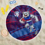 Western Bulldogs Australian Football Beach Blanket Tough Bulldog Mascot Art With Indigenous Pattern Art