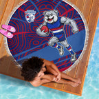 Western Bulldogs Australian Football Beach Blanket Tough Bulldog Mascot Art With Indigenous Pattern Art