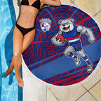 Western Bulldogs Australian Football Beach Blanket Tough Bulldog Mascot Art With Indigenous Pattern Art