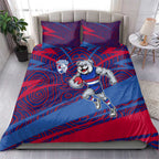 Western Bulldogs Australian Football Bedding Set Tough Bulldog Mascot Art With Indigenous Pattern Art