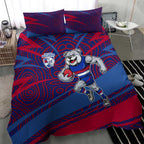 Western Bulldogs Australian Football Bedding Set Tough Bulldog Mascot Art With Indigenous Pattern Art