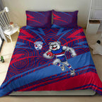 Western Bulldogs Australian Football Bedding Set Tough Bulldog Mascot Art With Indigenous Pattern Art