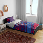 Western Bulldogs Australian Football Bedding Set Tough Bulldog Mascot Art With Indigenous Pattern Art
