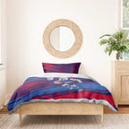 Western Bulldogs Australian Football Bedding Set Tough Bulldog Mascot Art With Indigenous Pattern Art