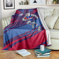 Western Bulldogs Australian Football Blanket Tough Bulldog Mascot Art With Indigenous Pattern Art