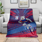 Western Bulldogs Australian Football Blanket Tough Bulldog Mascot Art With Indigenous Pattern Art