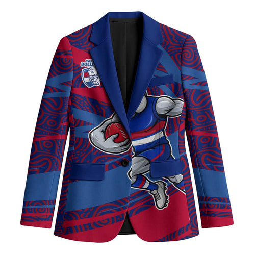 Western Bulldogs Australian Football Blazer Tough Bulldog Mascot Art With Indigenous Pattern Art