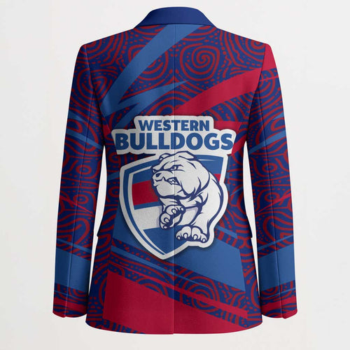 Western Bulldogs Australian Football Blazer Tough Bulldog Mascot Art With Indigenous Pattern Art