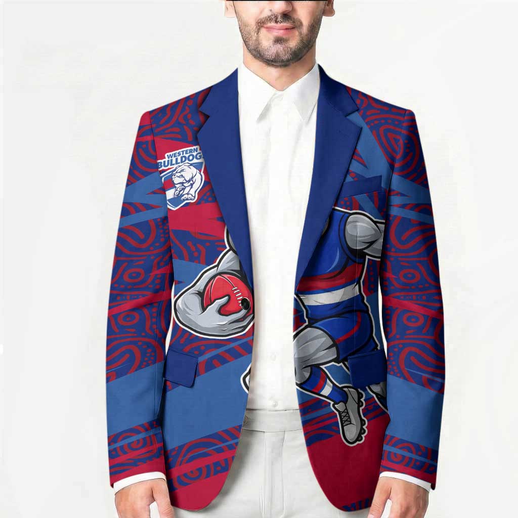 Western Bulldogs Australian Football Blazer Tough Bulldog Mascot Art With Indigenous Pattern Art