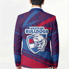 Western Bulldogs Australian Football Blazer Tough Bulldog Mascot Art With Indigenous Pattern Art