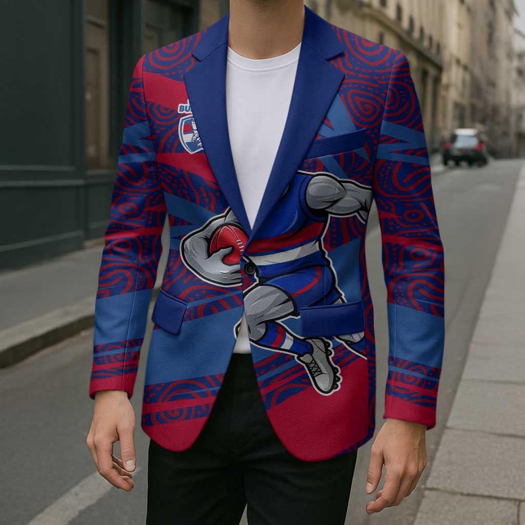 Western Bulldogs Australian Football Blazer Tough Bulldog Mascot Art With Indigenous Pattern Art
