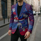 Western Bulldogs Australian Football Blazer Tough Bulldog Mascot Art With Indigenous Pattern Art