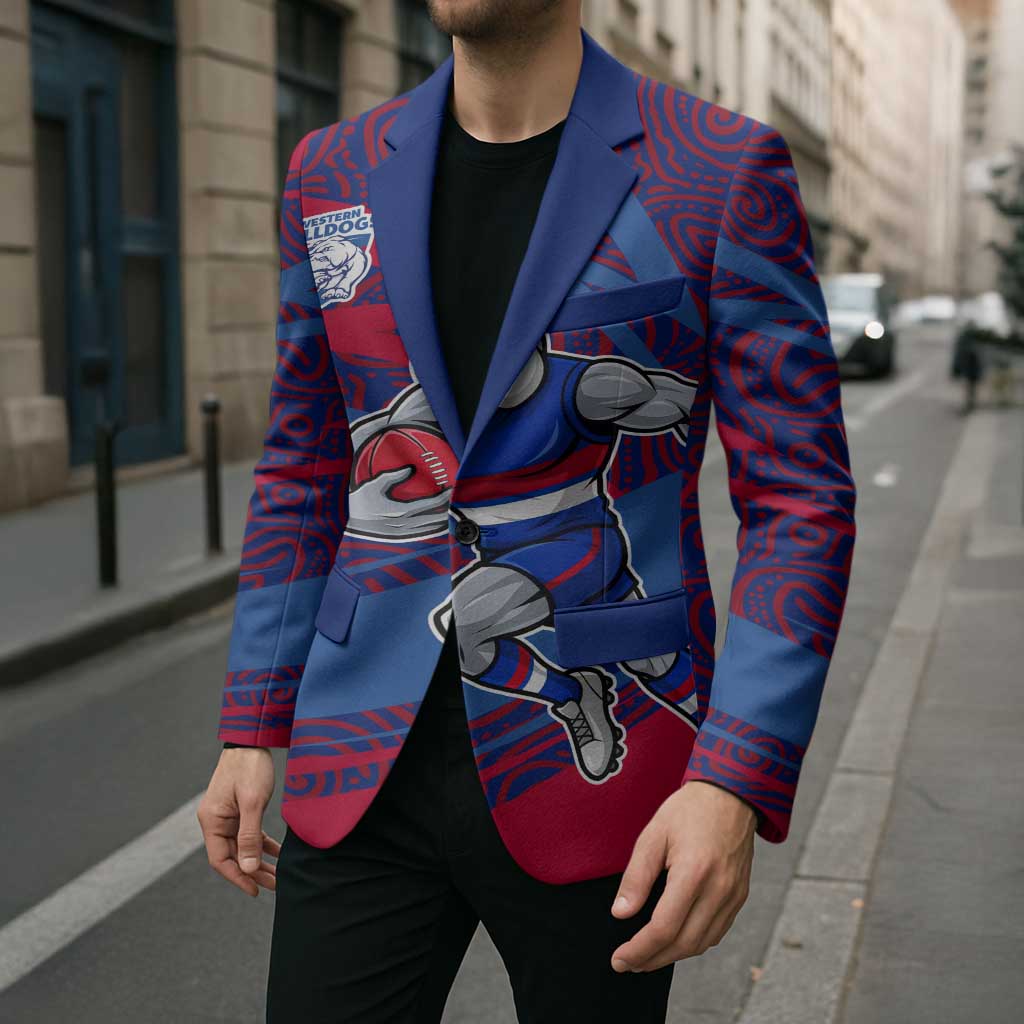 Western Bulldogs Australian Football Blazer Tough Bulldog Mascot Art With Indigenous Pattern Art