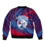 Western Bulldogs Australian Football Bomber Jacket Tough Bulldog Mascot Art With Indigenous Pattern Art