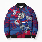 Western Bulldogs Australian Football Bomber Puffer Jacket Tough Bulldog Mascot Art With Indigenous Pattern Art