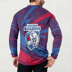 Western Bulldogs Australian Football Button Sweatshirt Tough Bulldog Mascot Art With Indigenous Pattern Art