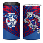 Western Bulldogs Australian Football 4 in 1 Can Cooler Tumbler Tough Bulldog Mascot Art With Indigenous Pattern Art