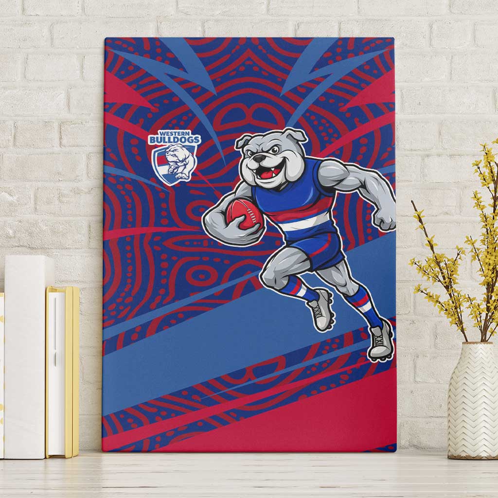Western Bulldogs Australian Football Canvas Wall Art Tough Bulldog Mascot Art With Indigenous Pattern Art