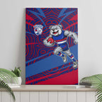 Western Bulldogs Australian Football Canvas Wall Art Tough Bulldog Mascot Art With Indigenous Pattern Art