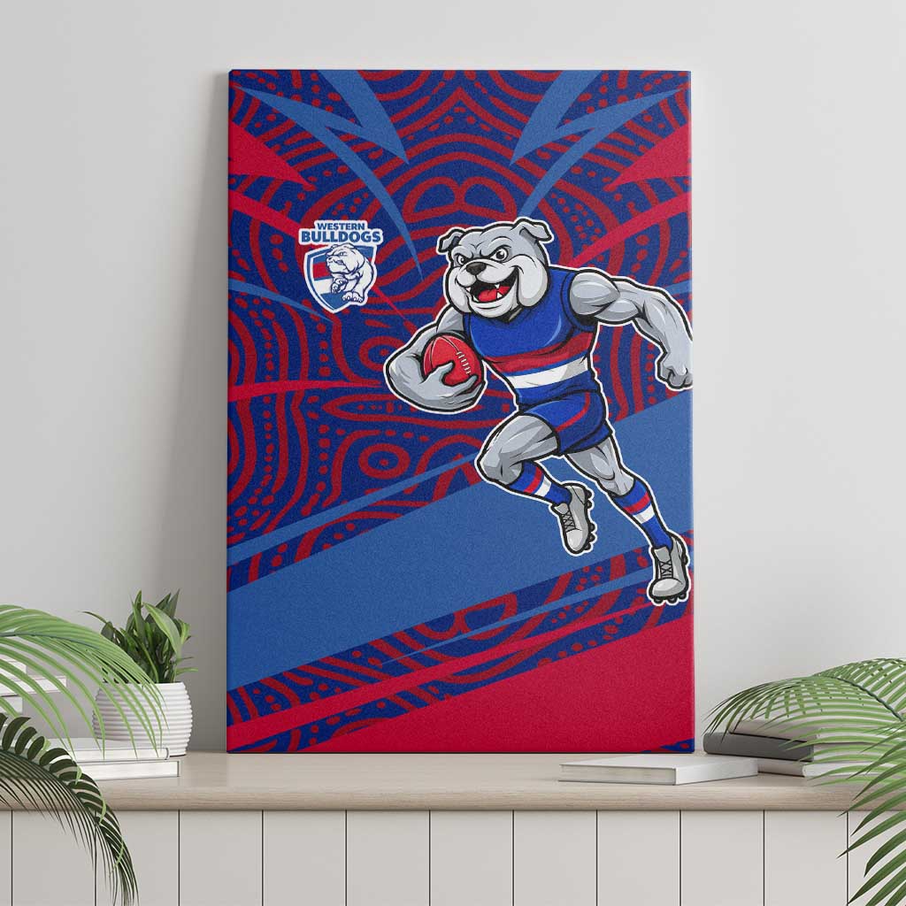 Western Bulldogs Australian Football Canvas Wall Art Tough Bulldog Mascot Art With Indigenous Pattern Art