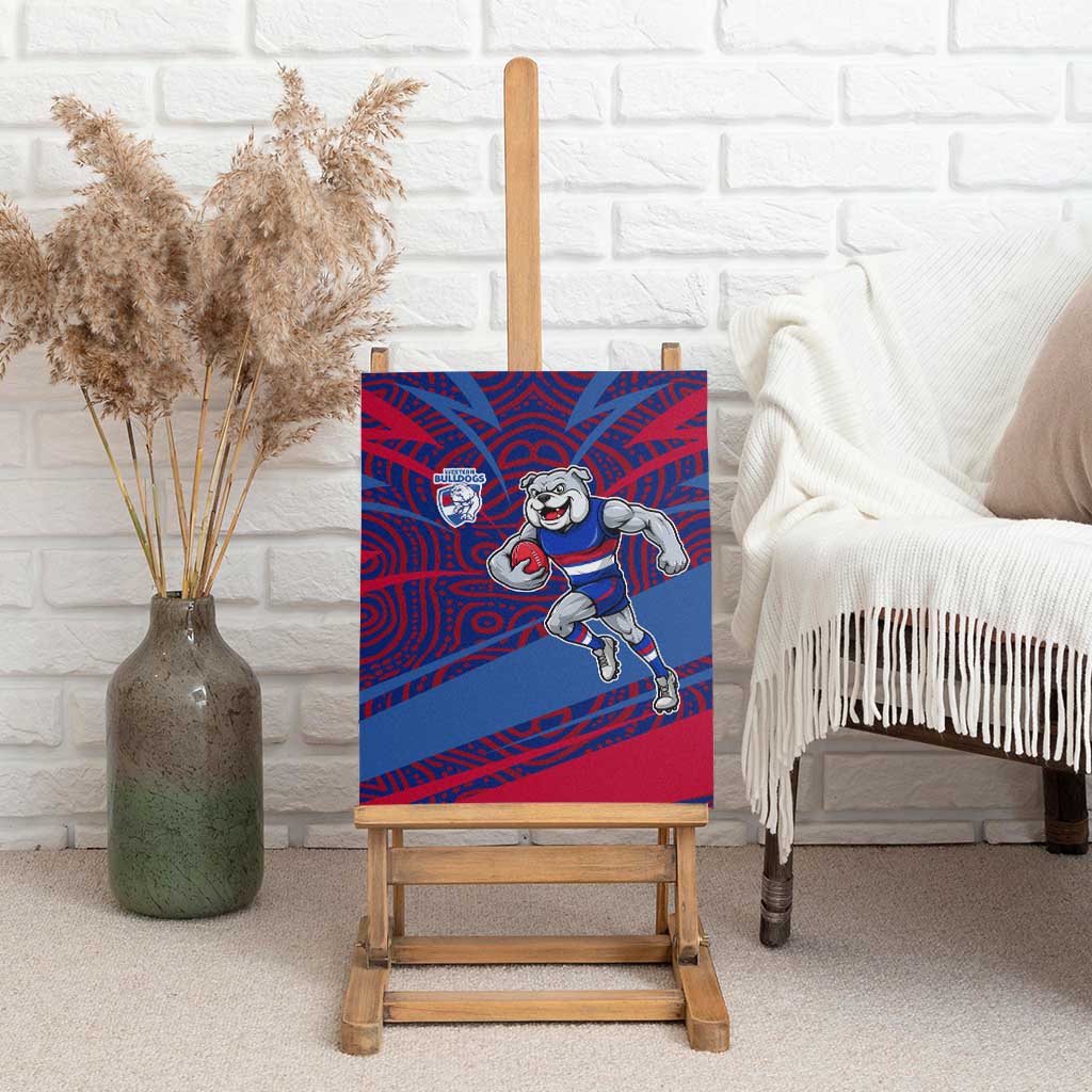 Western Bulldogs Australian Football Canvas Wall Art Tough Bulldog Mascot Art With Indigenous Pattern Art