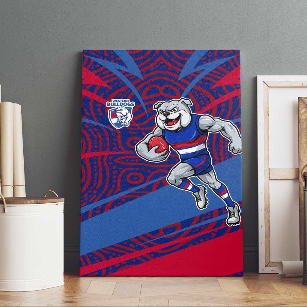 Western Bulldogs Australian Football Canvas Wall Art Tough Bulldog Mascot Art With Indigenous Pattern Art