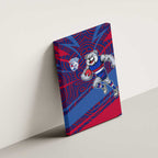 Western Bulldogs Australian Football Canvas Wall Art Tough Bulldog Mascot Art With Indigenous Pattern Art