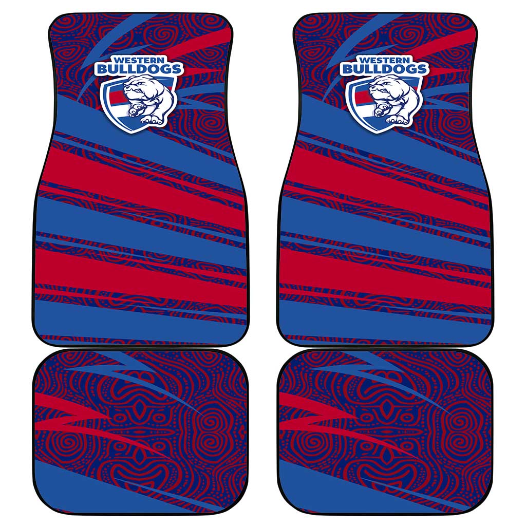 Western Bulldogs Australian Football Car Mats Tough Bulldog Mascot Art With Indigenous Pattern Art