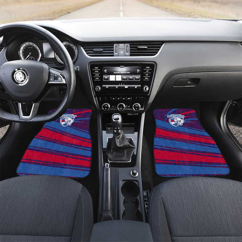Western Bulldogs Australian Football Car Mats Tough Bulldog Mascot Art With Indigenous Pattern Art