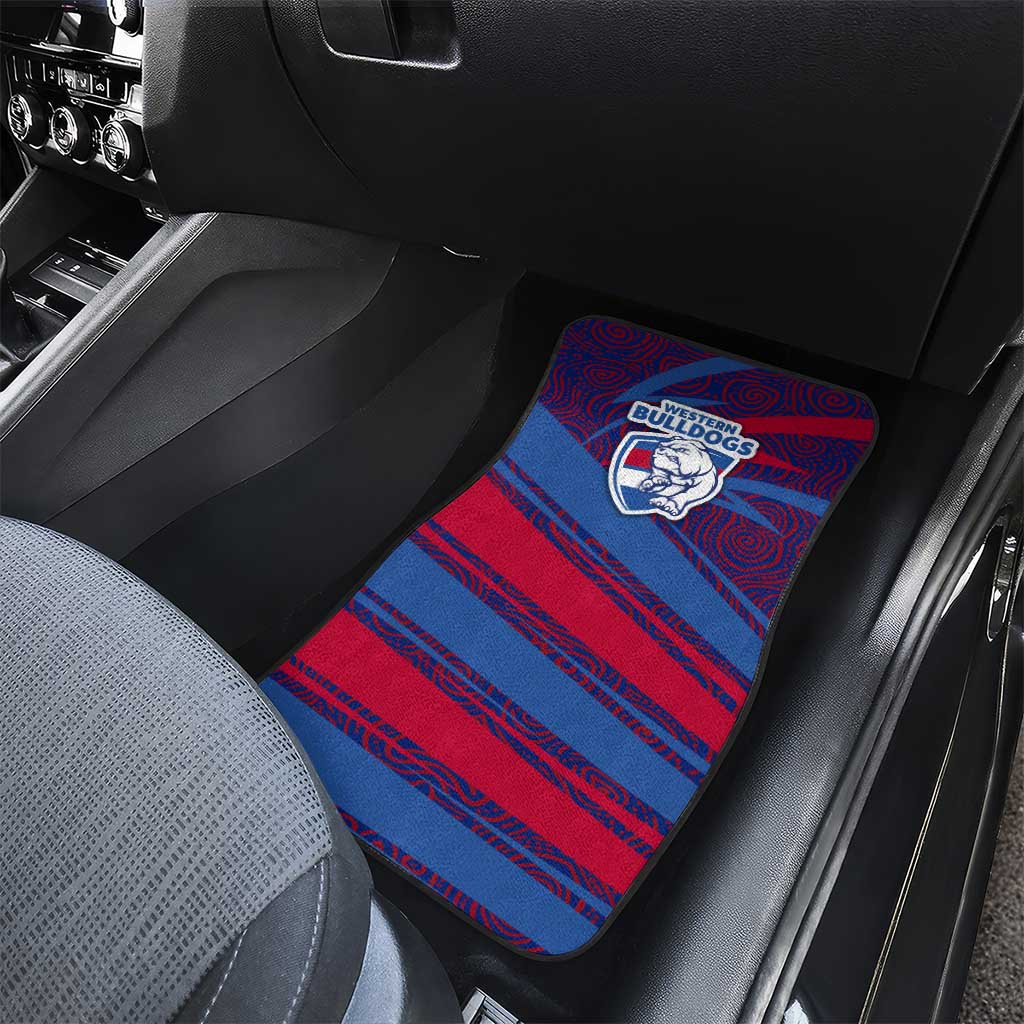 Western Bulldogs Australian Football Car Mats Tough Bulldog Mascot Art With Indigenous Pattern Art