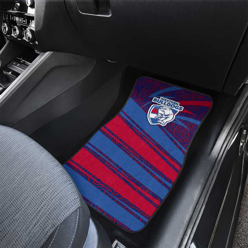 Western Bulldogs Australian Football Car Mats Tough Bulldog Mascot Art With Indigenous Pattern Art