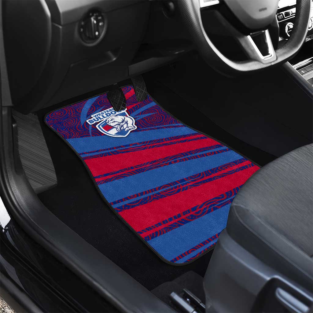 Western Bulldogs Australian Football Car Mats Tough Bulldog Mascot Art With Indigenous Pattern Art
