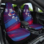 Western Bulldogs Australian Football Car Seat Cover Tough Bulldog Mascot Art With Indigenous Pattern Art
