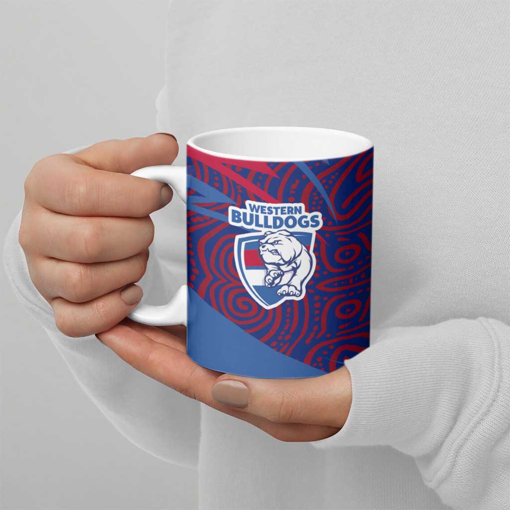 Western Bulldogs Australian Football Ceramic Mug Tough Bulldog Mascot Art With Indigenous Pattern Art