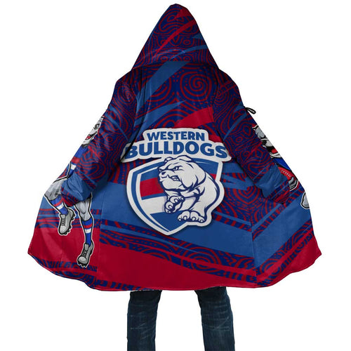 Western Bulldogs Australian Football Cloak Tough Bulldog Mascot Art With Indigenous Pattern Art