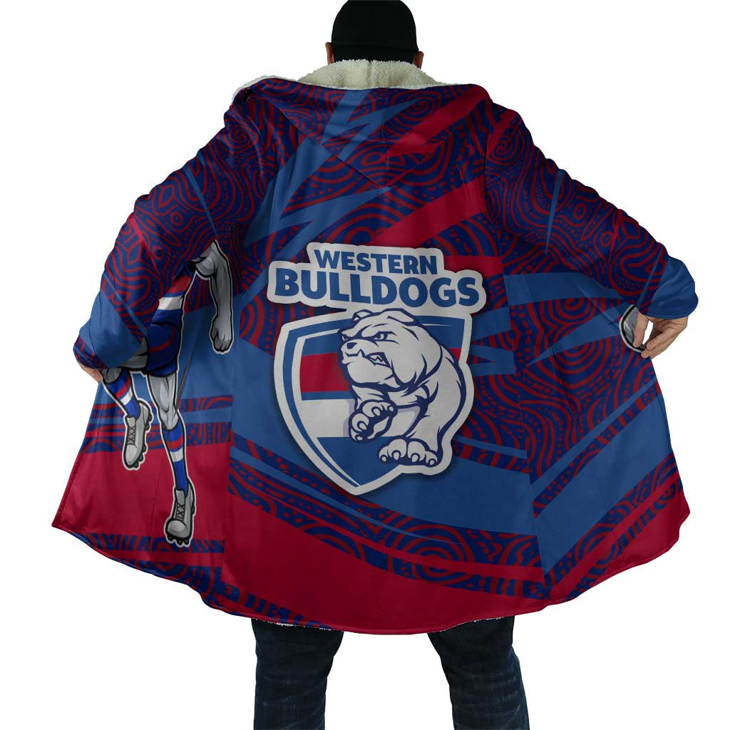 Western Bulldogs Australian Football Cloak Tough Bulldog Mascot Art With Indigenous Pattern Art