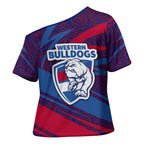 Western Bulldogs Australian Football Cross Shoulder Shirt Tough Bulldog Mascot Art With Indigenous Pattern Art