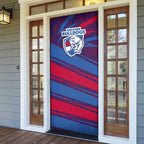 Western Bulldogs Australian Football Door Cover Tough Bulldog Mascot Art With Indigenous Pattern Art