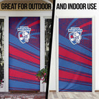 Western Bulldogs Australian Football Door Cover Tough Bulldog Mascot Art With Indigenous Pattern Art