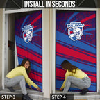 Western Bulldogs Australian Football Door Cover Tough Bulldog Mascot Art With Indigenous Pattern Art