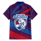 Western Bulldogs Australian Football Family Matching Off Shoulder Short Dress and Hawaiian Shirt Tough Bulldog Mascot Art With Indigenous Pattern Art