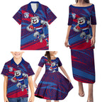 Western Bulldogs Australian Football Family Matching Puletasi and Hawaiian Shirt Tough Bulldog Mascot Art With Indigenous Pattern Art