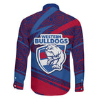 Western Bulldogs Australian Football Family Matching Puletasi and Hawaiian Shirt Tough Bulldog Mascot Art With Indigenous Pattern Art